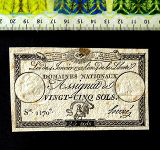 ( FR 2.00) Billet de Banque FRANCE Assignat 25 Sols Année : 1792 .
