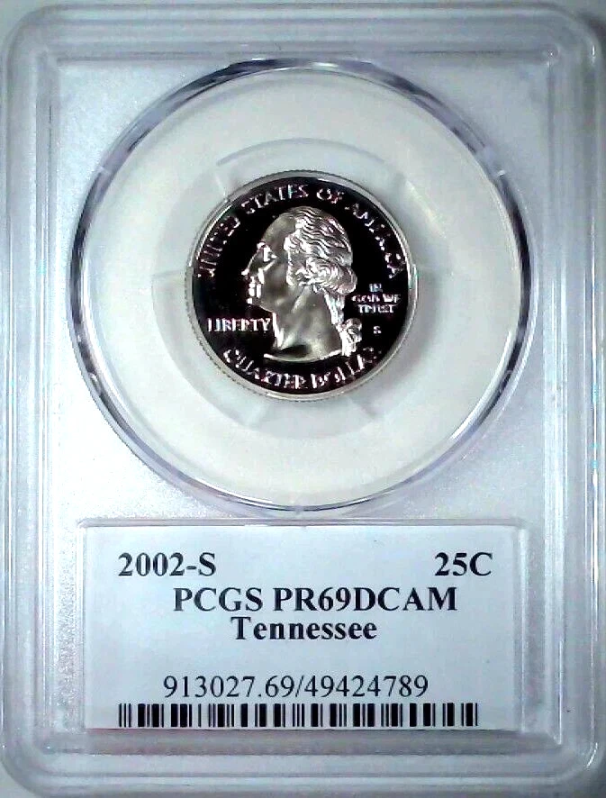 ✅ 2002-S Tennessee 90% SILVER Washington Quarter ~PCGS PR69DCAM State Flag Label - Image 2 of 2