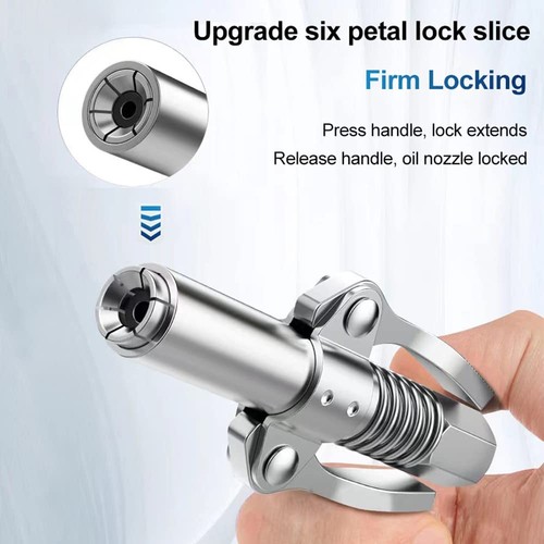 Double Handle Grease Gun Coupler Lock with 30cm Flexible Hose for Zerk Fitting  - Bild 3 von 5