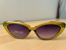Cat-Eye Sunglasses, Yellow Transparent Frames with Violet Lenses, NWOT