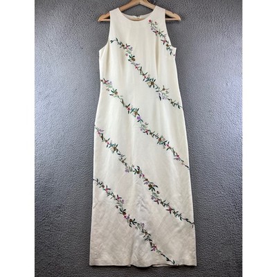 Vintage TALBOTS Linen Dress Cream Bloomcore embroidered sleeveless Sheath  Sz 8 | eBay