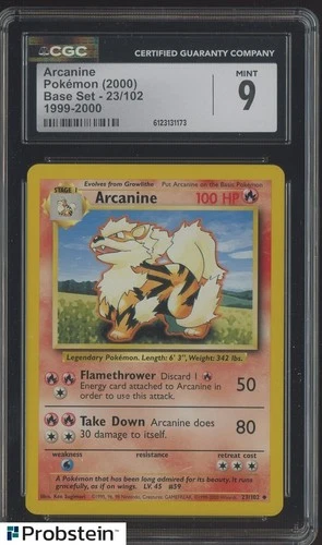 2000 Pokemon Base Set Unlimited #23/102 Arcanine CGC 9 MINT