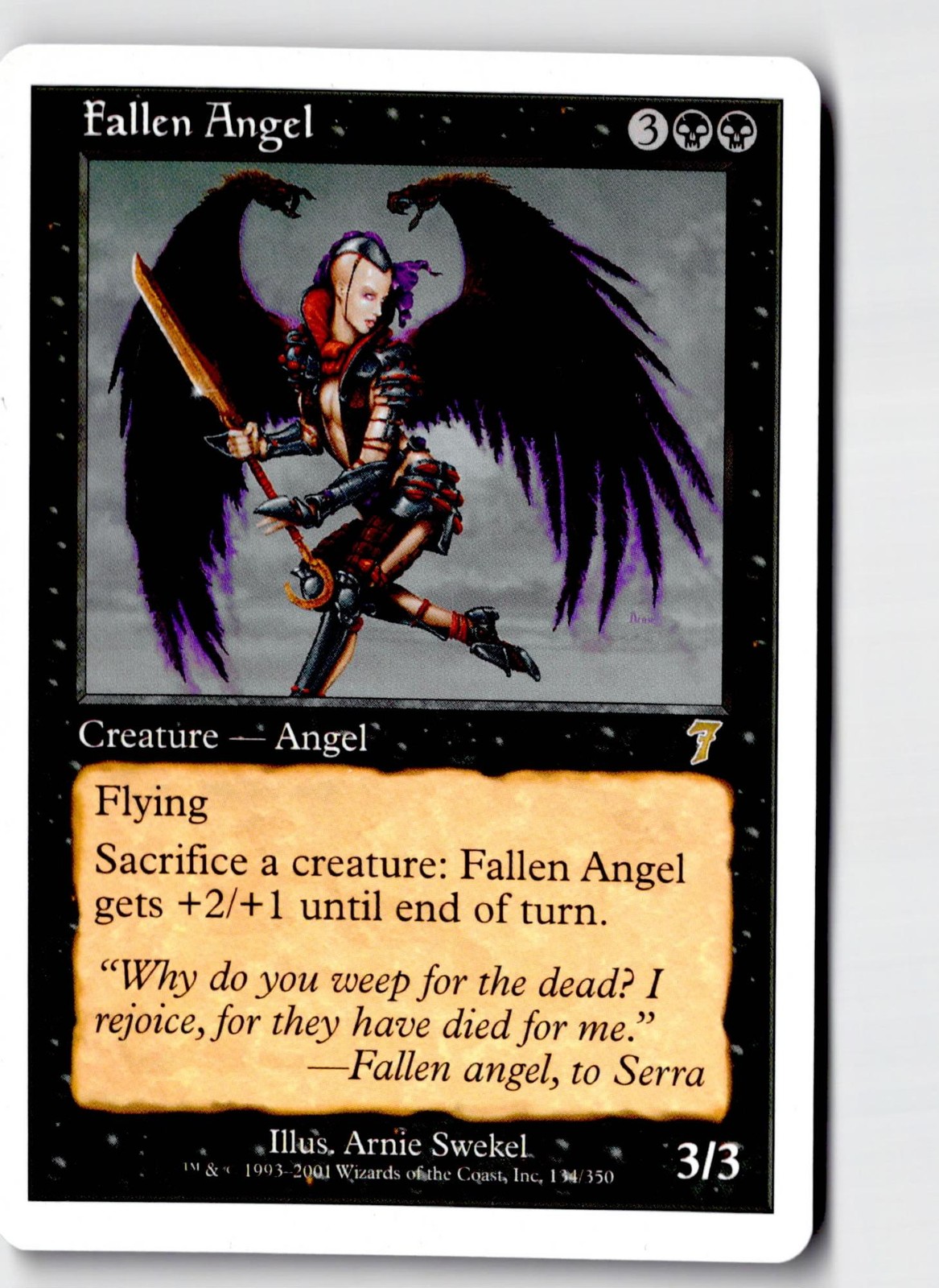 Fallen Angel 134 Rare 7th Edition Magic: The Gathering Lightly Played