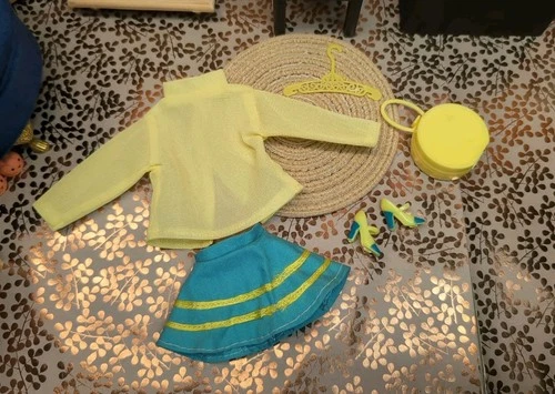 Vintage Barbie Clone Outfit - Mego Sheer  Blouse, Moving Grovin Stamp Shoes +++