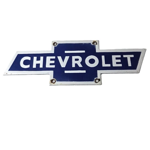 Vintage Chevrolet Sign - Porcelain Bow Tie Garage Auto Gas Pump Sales Sign