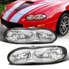 Driver Passenger Chrome Headlights Assy For 98-02 Chevrolet Camaro Z28 Base