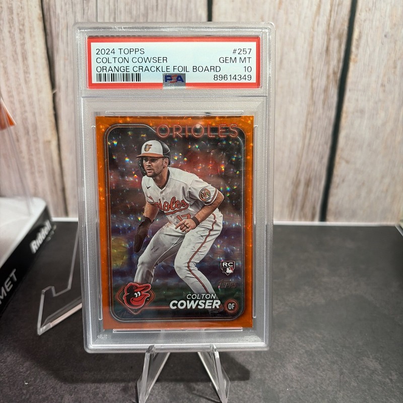 2024 Topps Colton Cowser Orange Crackle Foil Board /299 (RC) Color match PSA 10