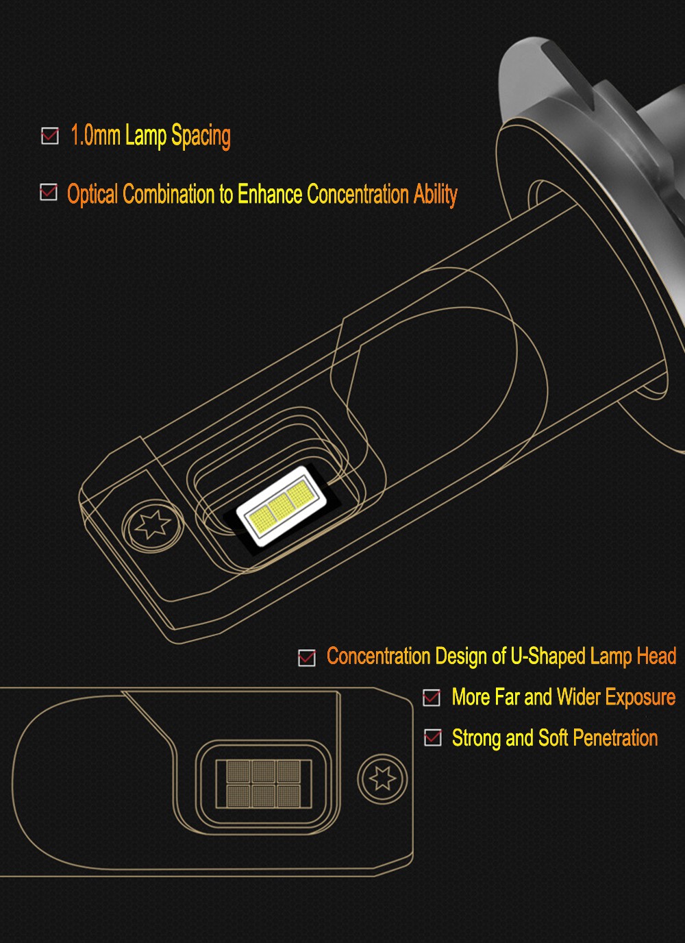 For Mercury Cougar Coupe 1999-2002 LED Headlight High + Low Bulbs Conversion Kit thumbnail 9