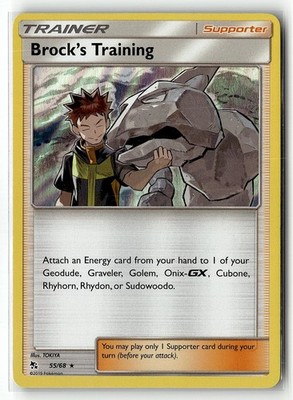 Brock's Training 55/68 Holo Rare Hidden Fates Pokemon Holo Near Mint