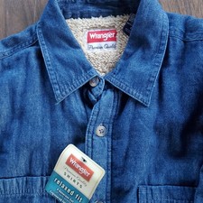 WRANGLER Sherpa Fleece Lined Denim Button Shirt Jacket Size L NWT
