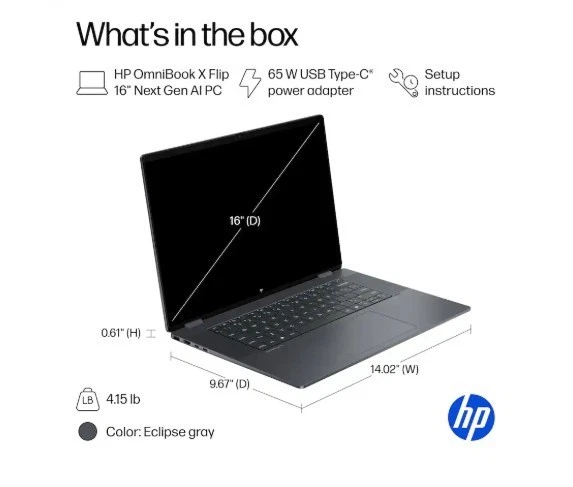 New in Box HP - OmniBook X Flip - Copilot+ PC - 16" 3K OLED Touch-Screen Laptop - Image 2 of 4