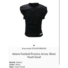Adams Black Youth Small Football Practice Jersey Mesh Top