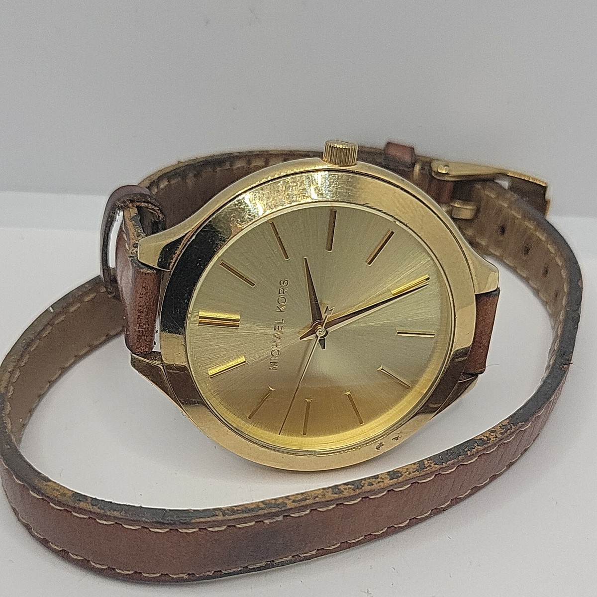 Michael Kors MK2256 Women Brown Leather Analog Champagne Dial Quartz Watch BC656 Michael Kors Ladies Watch Runway Slim MK2256 | Watches Prime main image 4