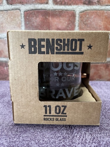 BenShot Bullet Rocks Glass w Real Bullet Military Gift 11oz Dogs For Our Brave - Picture 8 of 12