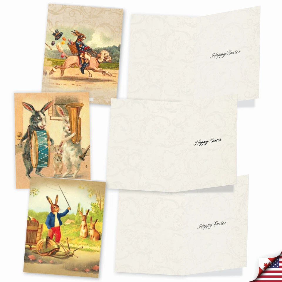 20 tarjetas de Pascua (10 diseños, 2 cada una) - Conejitos divertidos AM2345EAG-B2x10 Foto 4 de 4