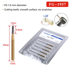 Dental Crown Metal Cutting Bur Tungsten Carbide FG 1957 1958 for High Speed burs