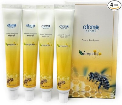 Korean Atomy Propolis Toothpaste Oral Care Green Tea Extract (50 grams x4 tubes)