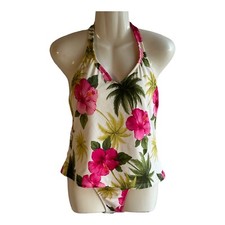 Island Escape Multi Color Printed Swimsuit Tank Padded And Bikini Size 12