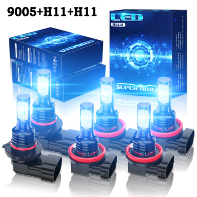 For Nissan Maxima 2009-2014 - 6PC LED Headlight Hi/Lo Fog Light Bulbs 8000K Kit