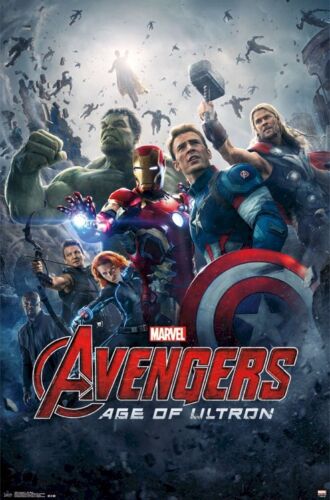 PÓSTER DE LA PELÍCULA DE LOS VENGADORES ERA DE ULTRON ~ REPARTO 22x34 Iron Man Hulk Capitán América - Imagen 1 de 1