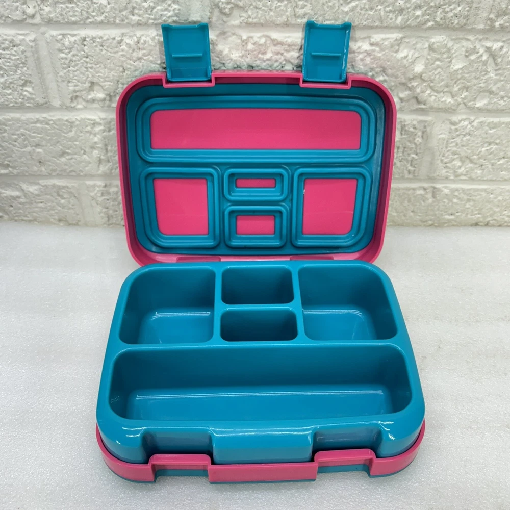 KINSHO Bento Box Pink & Teal Unicorn 5-Portion Sections Removable Tray • VGUC‼