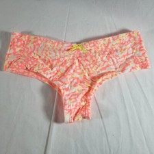 Victoria's Secret PINK Extra Low Rise Cheekster S Coral Orange Pink Ruched Front