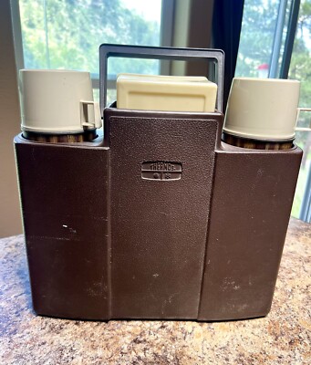 VINTAGE Thermos Brand Picnic Camping Set King Seeley Wood