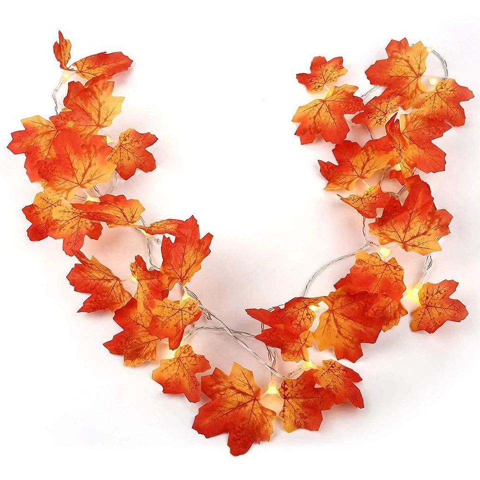 9.8ft Maple Leaves 30 LED Lamp Garland Fairy Lights Home Party Holiday Decor - Image 4 of 4