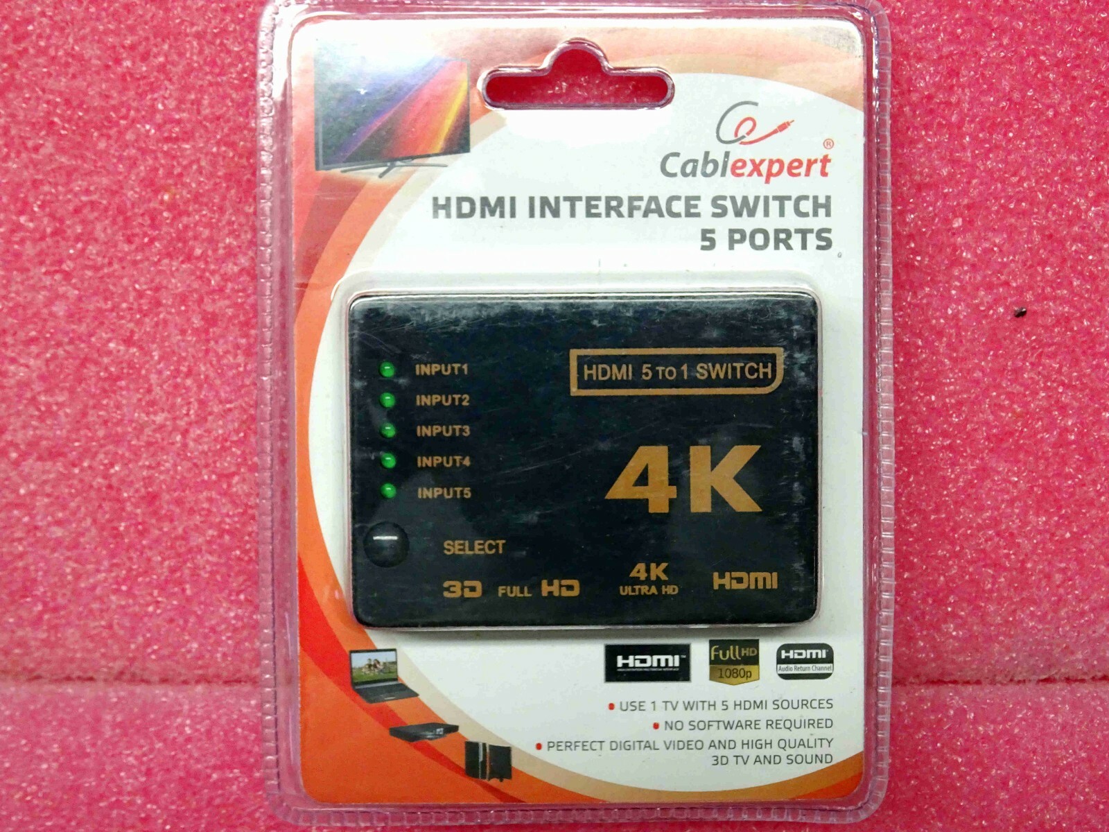 Switch HDMI 5 entrées 1 sortie avec télécommande pour TV et console