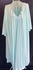 Vintage VASSARETTE Women's Aqua Med Sleeveless Nightgown  Robe 3/5 Sleeves