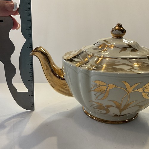Vintage Sadler Teekanne England 2108 creme mit Gold Blumenmalerei - Bild 19 von 20