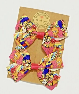 Simpson Hair Bow Alligator Clip/ Bobbles Set Of 2 Girls Baby Toddler Bows