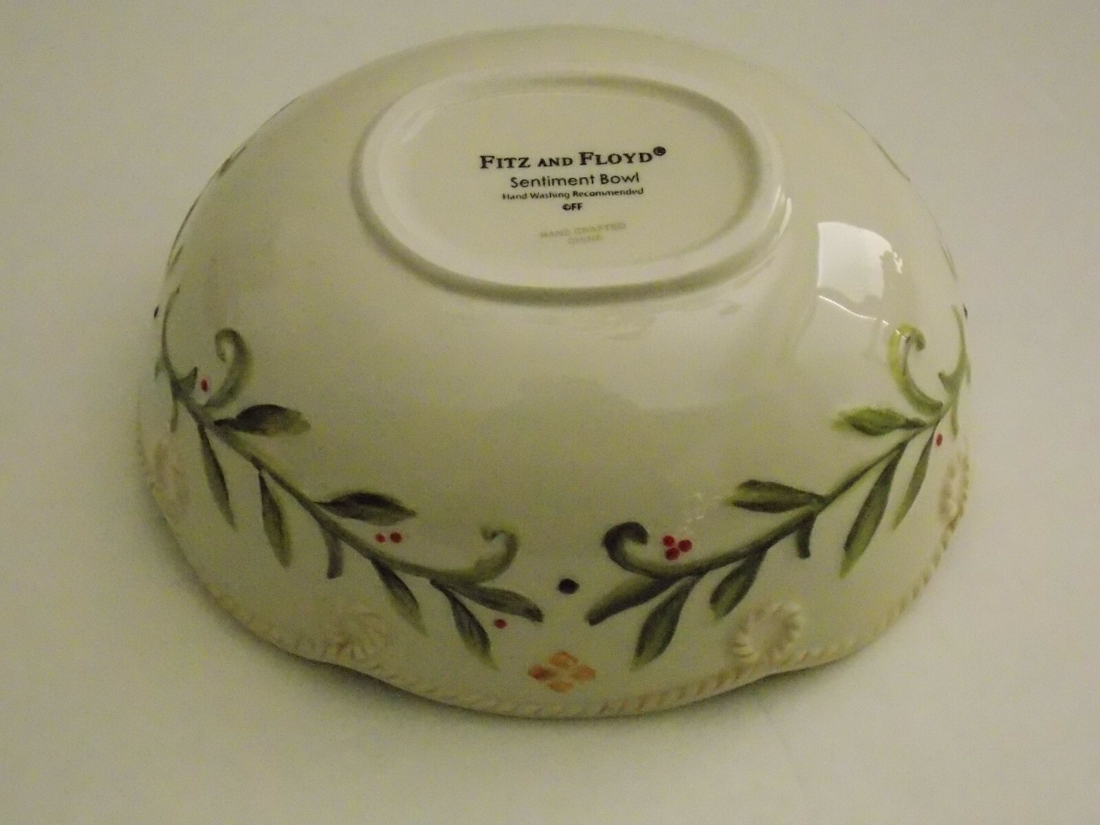 FITZ & FLOYD Holiday Bowl - "Warm Wishes" Sentiment Bowl