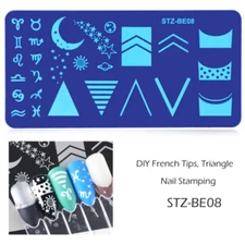 DIY French Triangle Moon Stamping Plate Nail Art Stamp Templates Stainless Steel