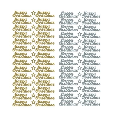Happy Christmas peel off sticker sheet gold silver xmas card craft making kids