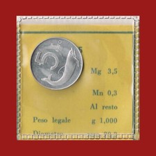 5 Lire 1970 Delfino KM# 92 Repubblica Italiana 1951 - 2001 FDC Serie Divisionale