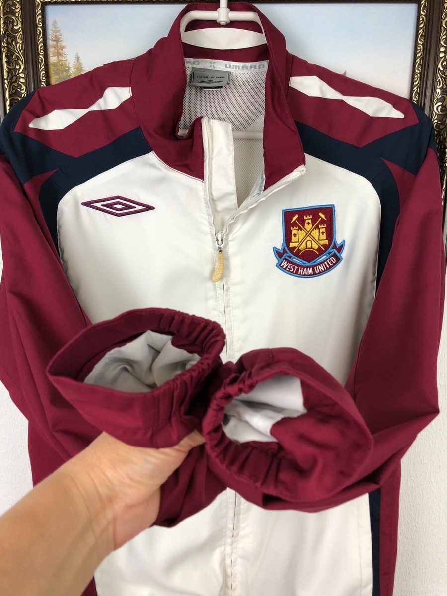 アンブロ ウェストハム ナイロンジャケット サッカー 赤 白 XL 13708 Vintage Umbro West Ham Football Jacket Soccer Track Top White Rare
