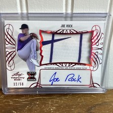 2021 Leaf Trinity Baseball #PA-JR1 Joe Rock “Nike” Patch Auto Red /50 Rockies