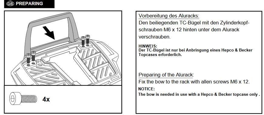 Triumph Tiger 1050 Alurack Top Box Carrier - Negro POR HEPCO Y BECKER (2007-13) Foto 2 de 4