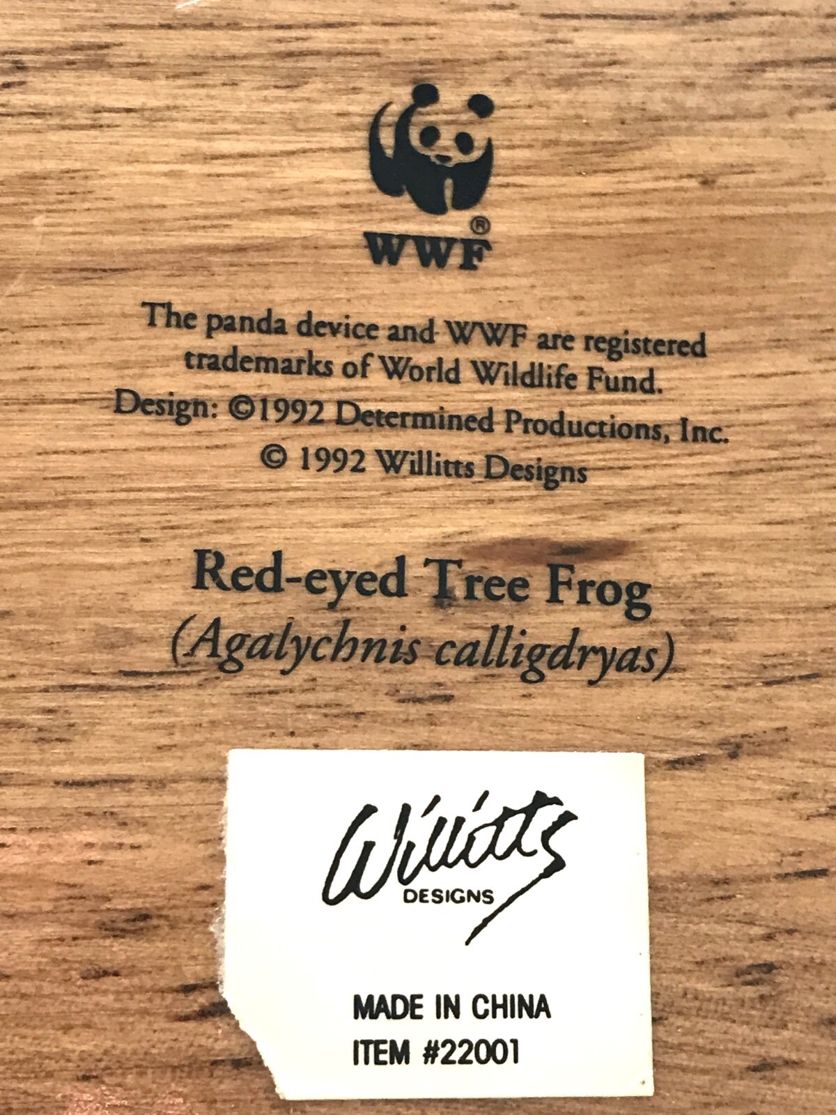 VTG Red-eyed Green Tree Frog Ltd Ed 443/9500 World Wildlife Fund 1992 Willitts