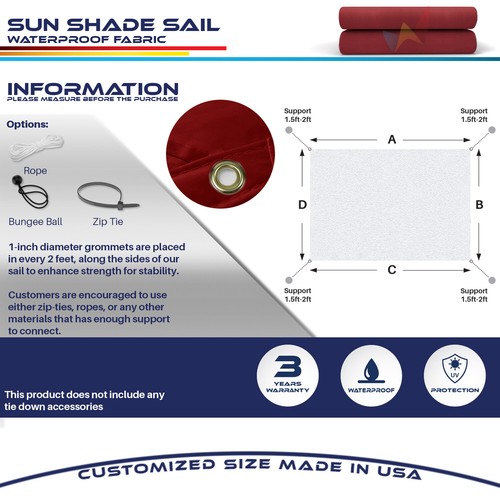 11FT Outdoor Straight Edge Sun Shade Sail Heavy Duty Waterproof UV Blocker Cover - Picture 25 of 51
