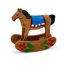 Vintage Hand Painted Minature Wooden Rocking Horse