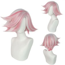 Hazbin Hotel AD Angel Dust Short Synthetic Wigs Cosplay Heat Resistant Hair Wig