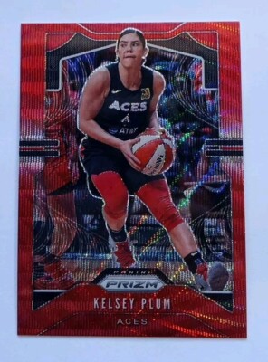 2020 20 Panini WNBA Prizm Kelsey Plum # 9 Las Vegas Aces Red Ruby Wave
