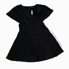 NWT Madewell Women’s 10 Cape Sleeve Mini Dress Black Classic Preppy Flowy