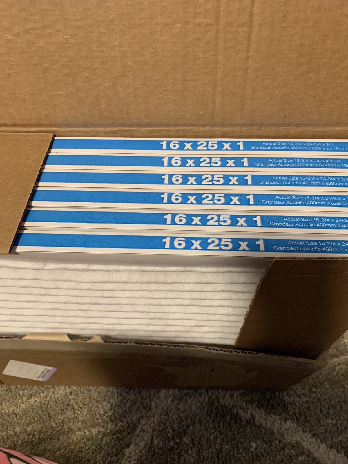 Aerostar 16x25x1 MERV 11 Pleated Air Filter, AC Furnace Air Filter, 6