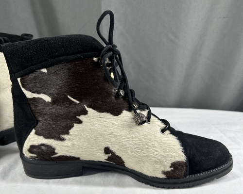 Stuart Weitzman Booties Women's 6.5 Cow Print Ponyhair & Suede Spain RARE EUC! - Picture 8 of 10