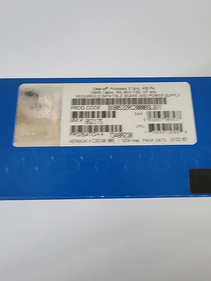 Intel Celeron 2GHz (RH80532NC041256) Processor Vintage New in Box - Image 3 of 3