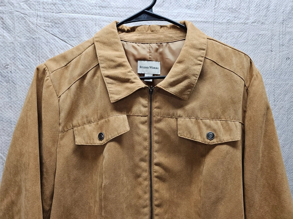 Studio Works коричневый искусственной замши куртка на молнии женщин размер 18 передние карманы - Изображение 3 из 4