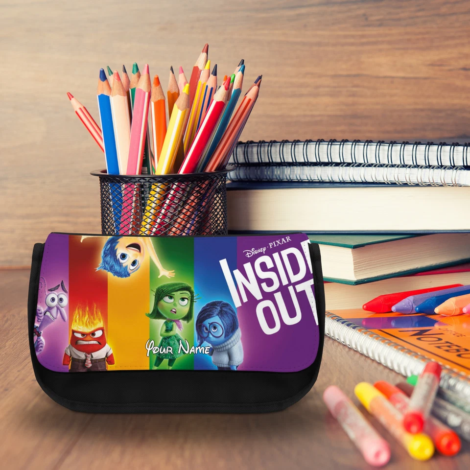 Personalisiertes schwarzes Federmäppchen/Schminktui Inside Out - Name hinzufügen - PCB 1008